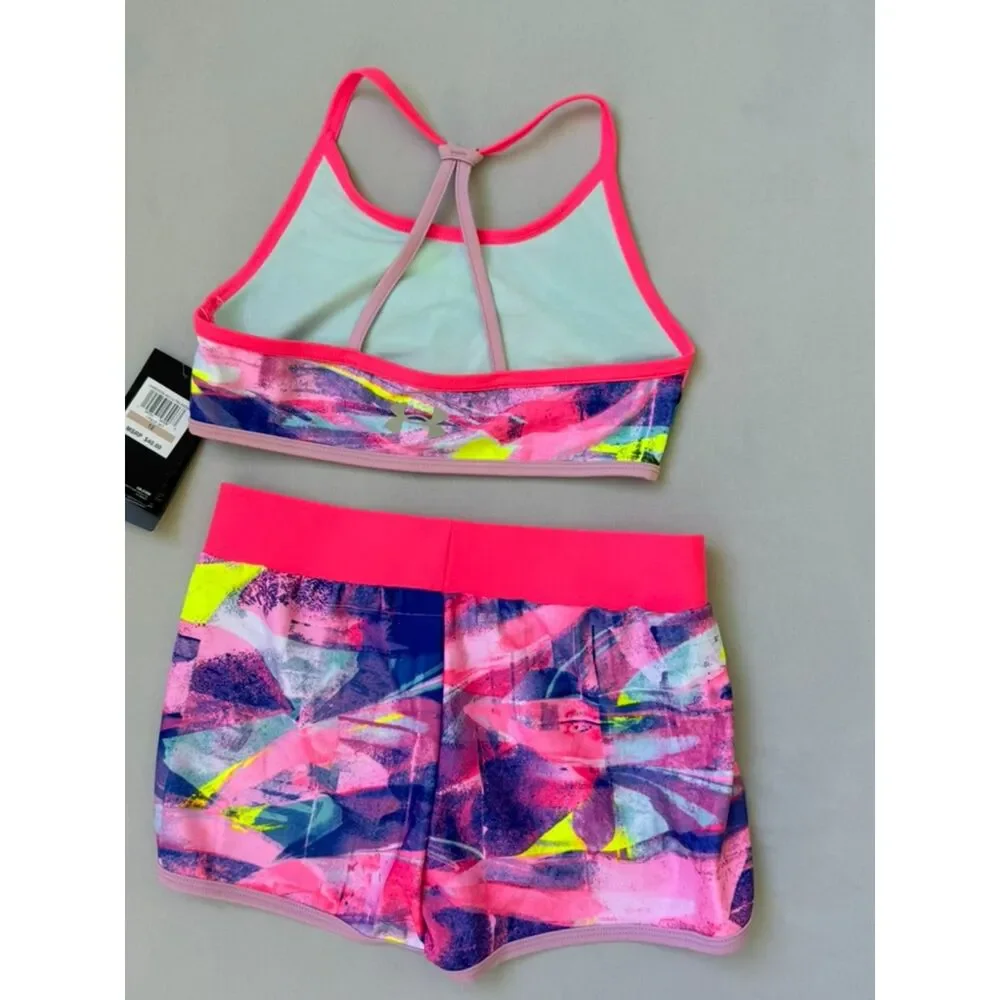 Under Armour Girls 2 Piece Athletic Set Sz.12 NWT Ultra Indigo Shorts Sports Bra
